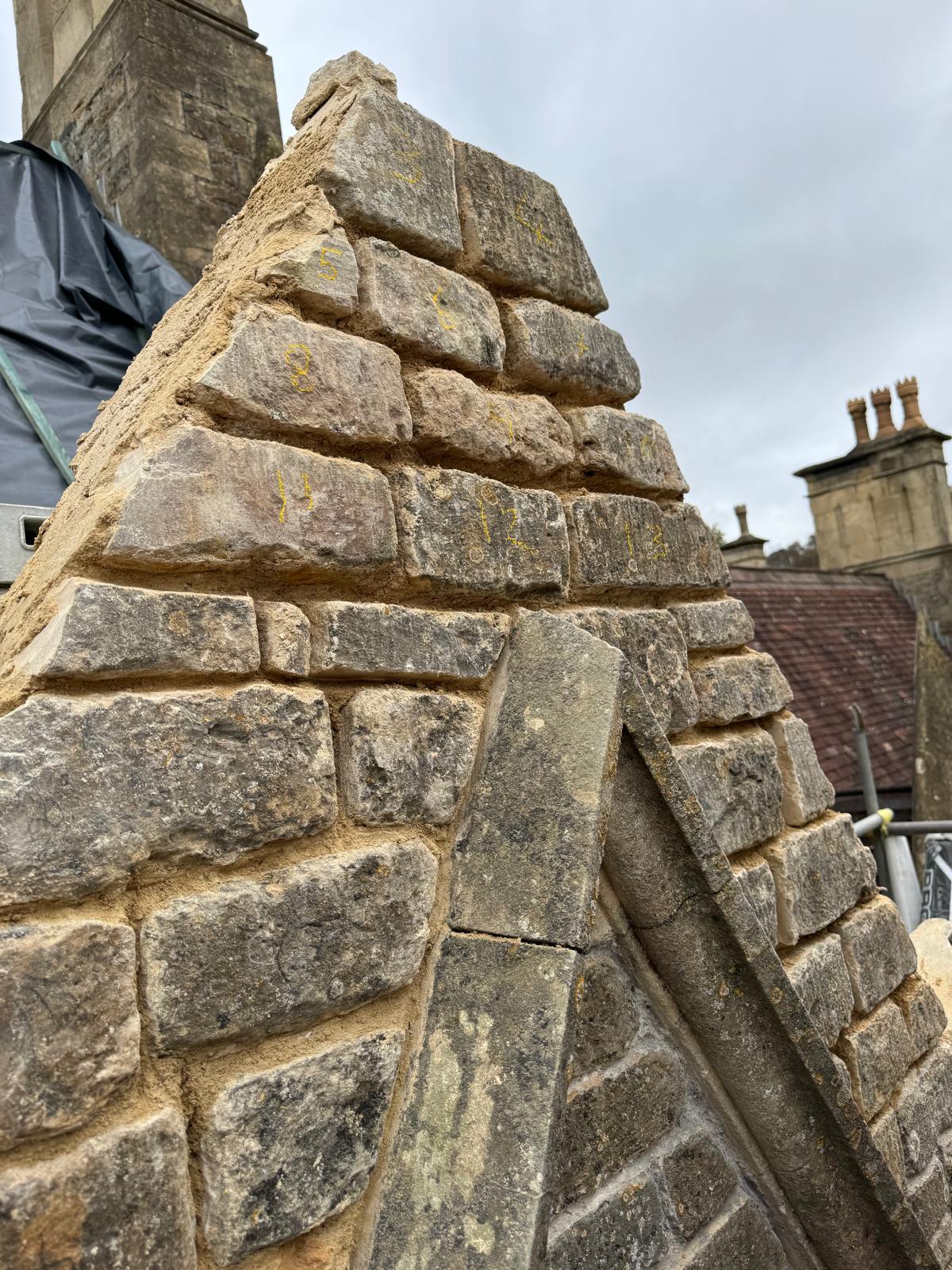 Detailed heritage stonework with lime mortar pointing